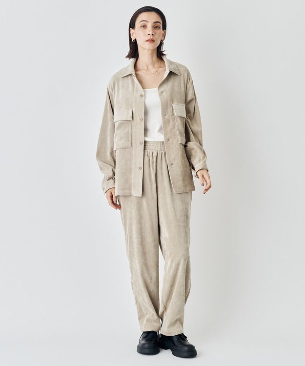 UNFILO MENS 【男女兼用】リラックス コーデュロイ ギャザーパンツ ベージュ