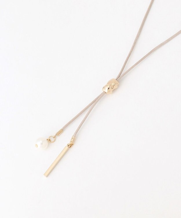 ANY パール付きコードネックレス グレージュ