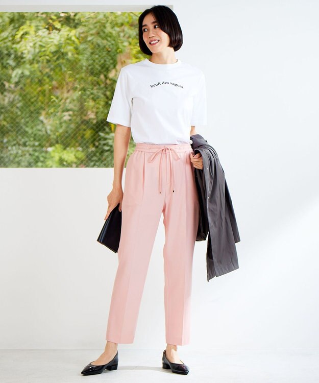 自由区 【WEB限定カラーあり・洗える】ロゴ刺繍 Tシャツ オフホワイト