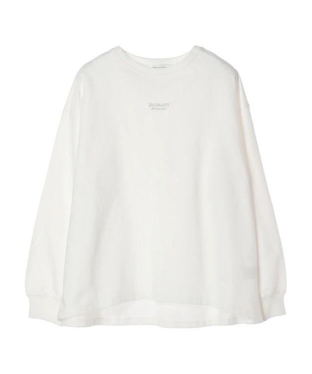 AMERICAN HOLIC 刺繍ロゴミニ裏毛ボートネックチュニック Off White