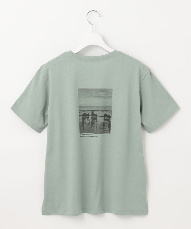J.PRESS LADIES バック フォト Tシャツ ライトグリーン系