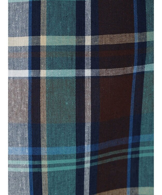 Green Parks 綿麻混イージータイトスカート Check Brown