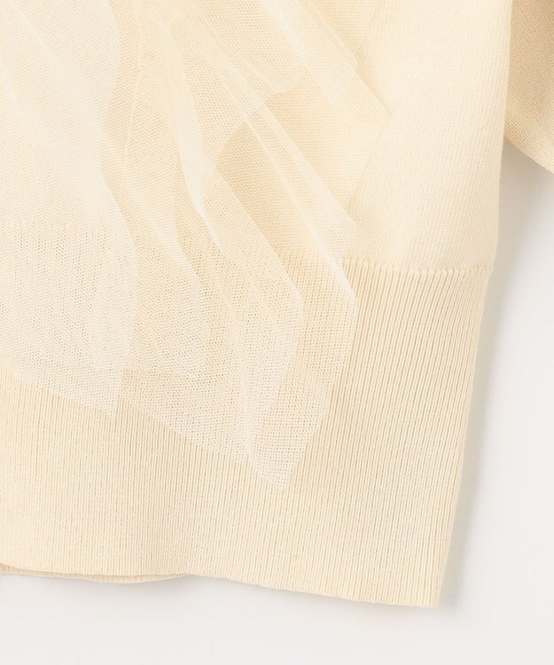 Feroux 【美人百花7月号掲載】チュールコンビパフスリーブ ニット アイボリー系