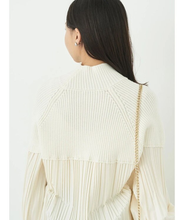 earth music&ecology プリーツフレアニットチュニック Ivory