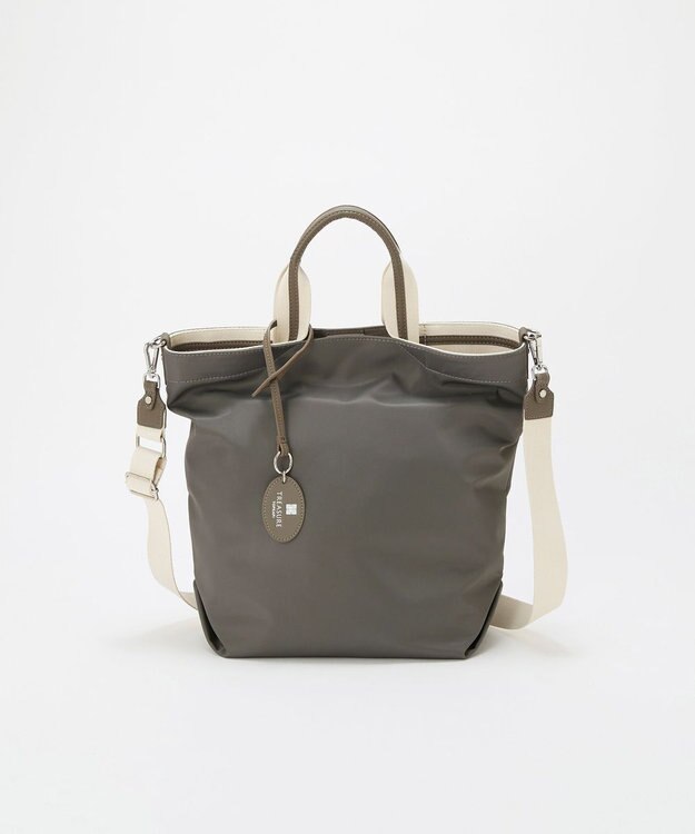 TOPKAPI 【TREASURE TOPKAPI】ストライプハンドル ナイロン 縦型 2way トートバッグ A4対応 ダークグレー