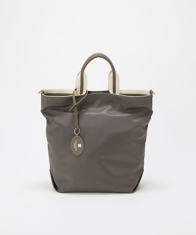 TOPKAPI 【TREASURE TOPKAPI】ストライプハンドル ナイロン 縦型 2way トートバッグ A4対応 ダークグレー