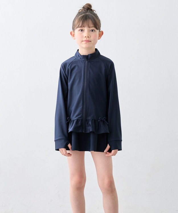 ANY KIDS 【UVカット】フリルラッシュガード ネイビー