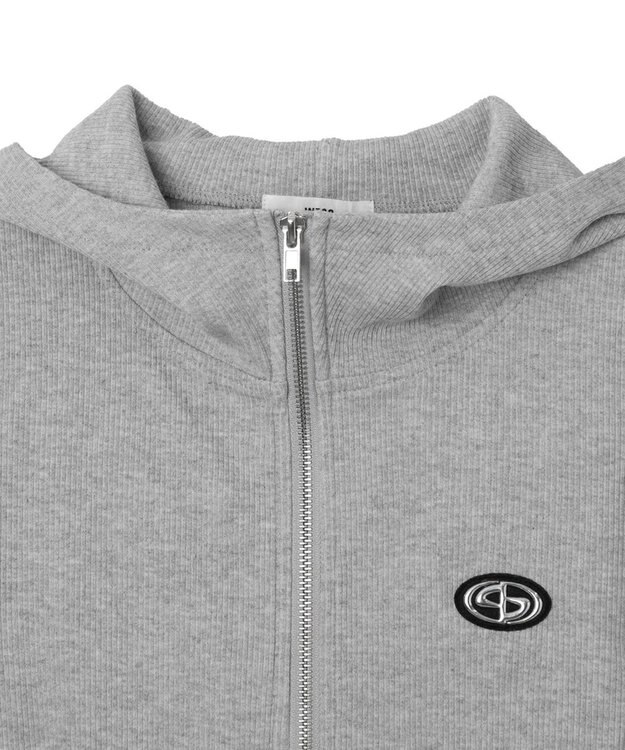 WEGO オープンショルダーダブルジップパーカー 杢グレー