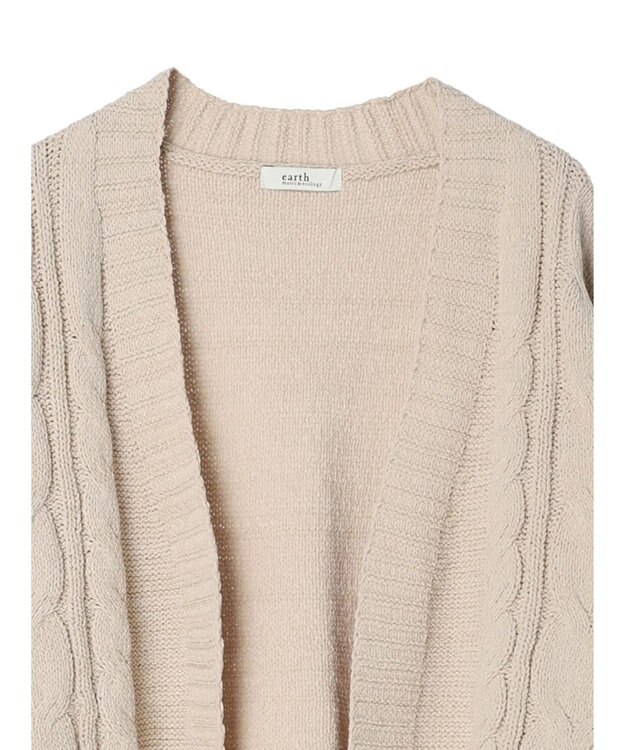 earth music&ecology ベロアモールケーブルカーディガン Beige