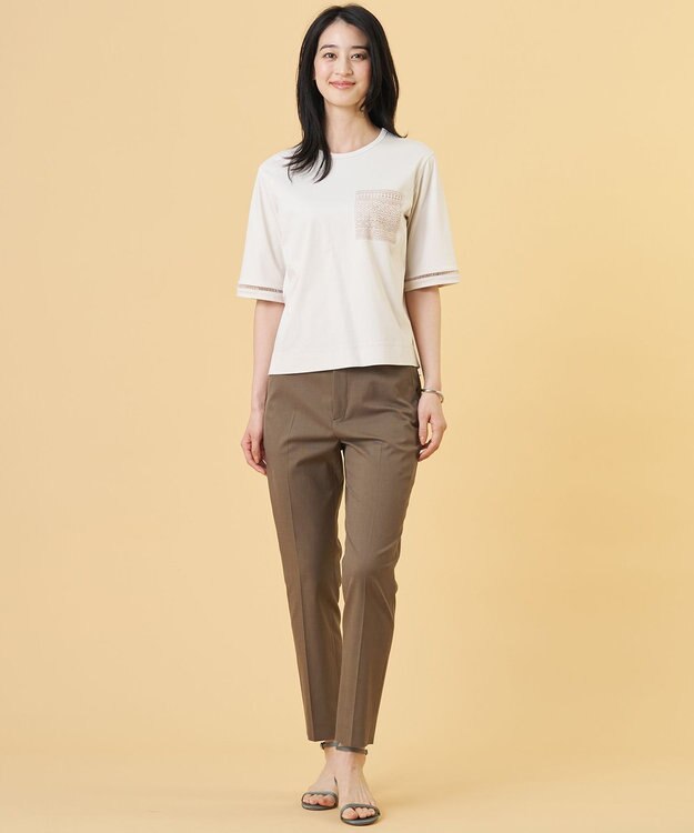 J.PRESS LADIES 【ご好評につき新色追加・セットアップ対応・人気素材】コットンFITTY テーパード パンツ ダークブラウン系