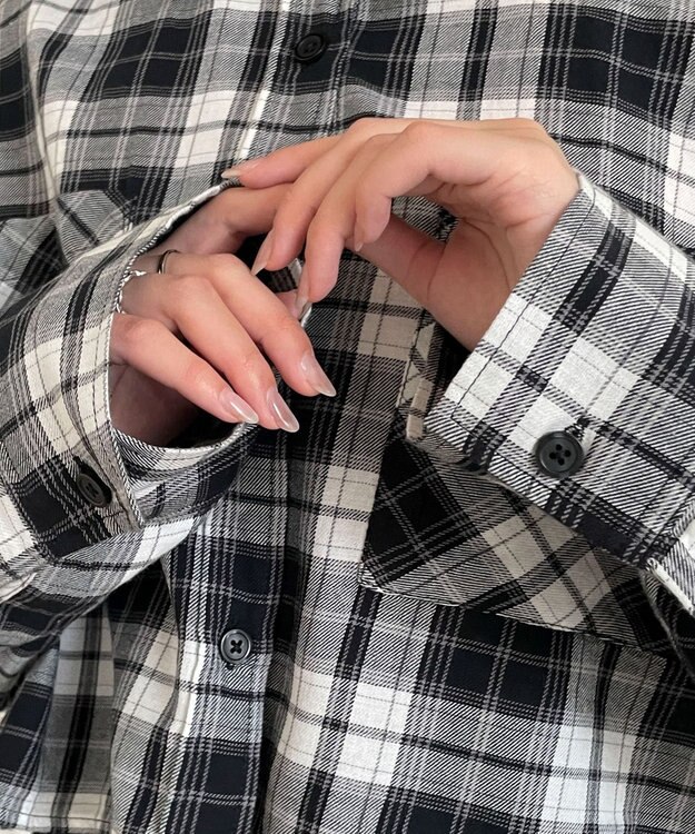 WEGO チェックショートシャツ ブラック