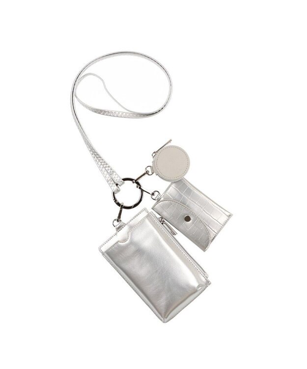 UNBILLION cachecache コンビ素材多機能スマホショルダー シルバー