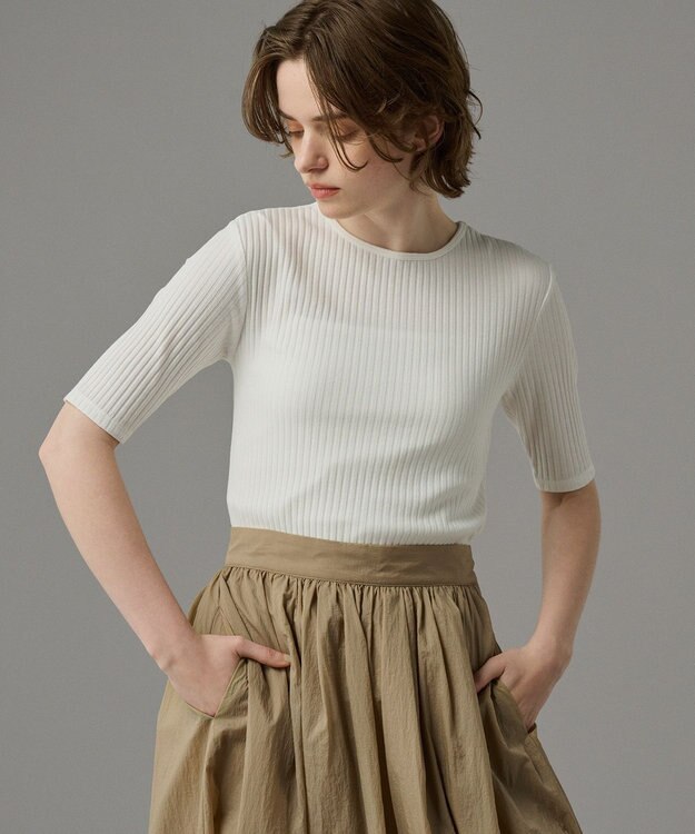 uncrave 【ご好評につき追加生産】コットンレーヨン リブカットソー（uncrave STANDARD） オフ