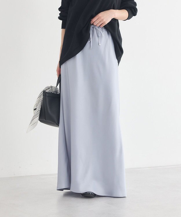 earth music&ecology サテンフリルマーメイドスカート Sax