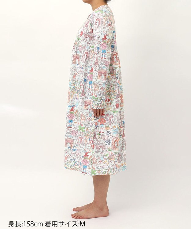 tsumori chisato SLEEP ツモリチサト ワンピース 長袖 ルームウェア 綿混(本体) レディース UNX582 /ワコール サックス