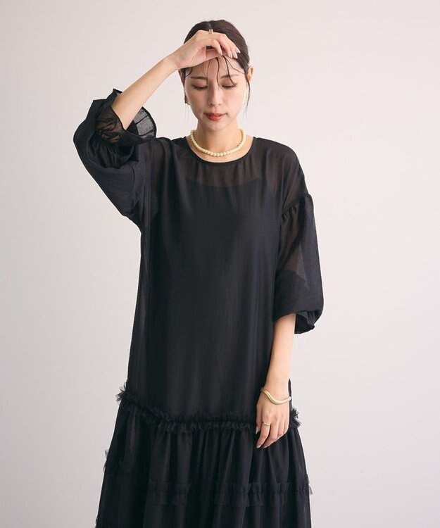 Green Parks ・Ｒａｉｌｍｅオーガンジーワンピース（インナーＯＰ Black