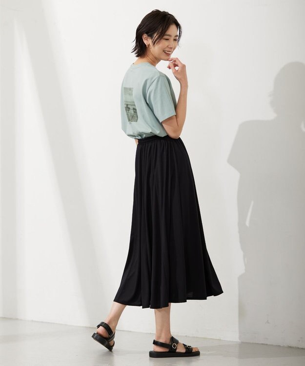 J.PRESS LADIES バック フォト Tシャツ ライトグリーン系