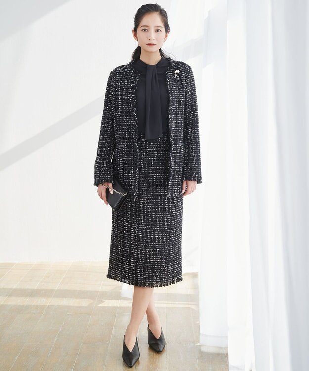 ICB 【WEB限定カラーあり・速乾・洗える】BackSatinAmunzen スカーフタイブラウス ブラック系