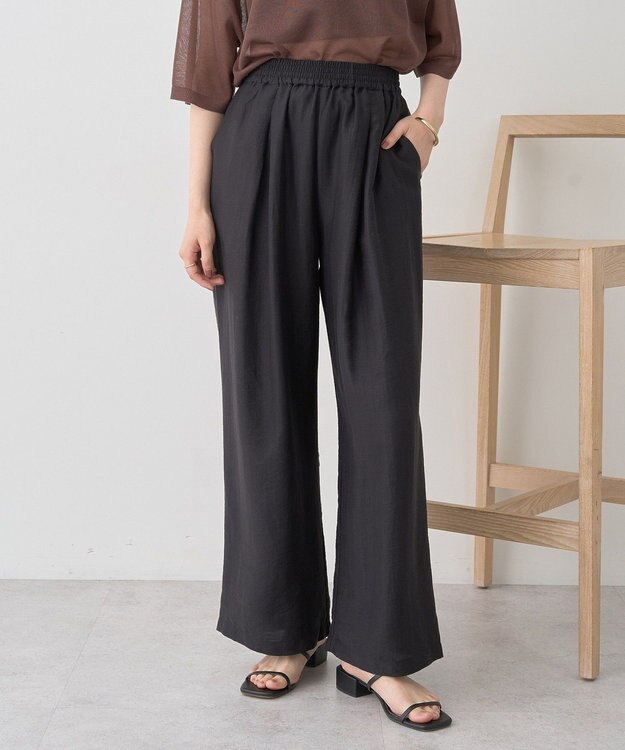 earth music&ecology リラックスタックパンツ Black