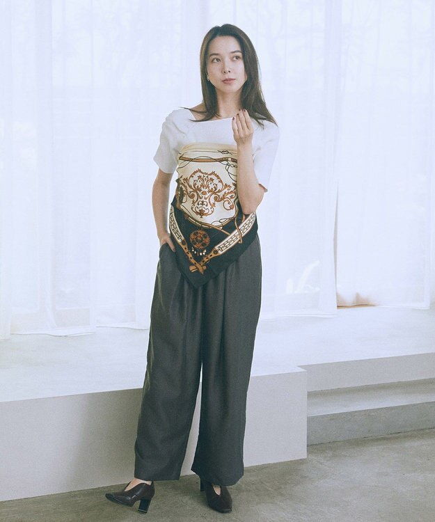 earth music&ecology リラックスタックパンツ Charcoal Gray