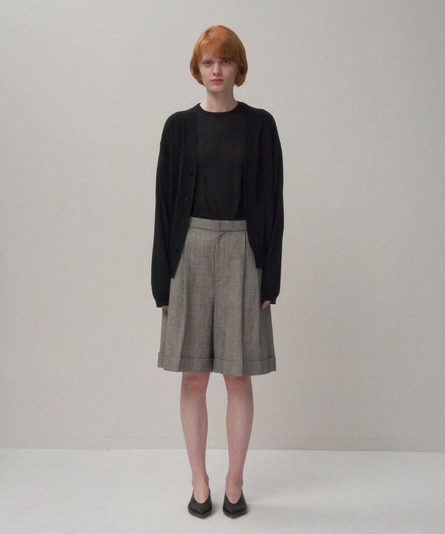 ATON HIGH TWIST COTTON | Ｖネックニットカーディガン BLACK