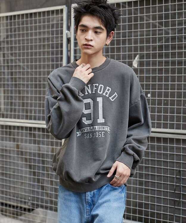 WEGO 【ユニセックス着用ITEM】ピグメントグラフィックプルオーバー 柄2