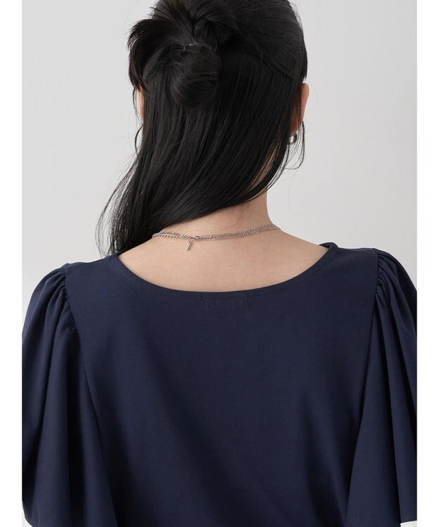 earth music&ecology パイピングフレアスリーブカットソー Navy