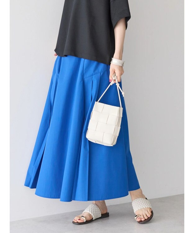 AMERICAN HOLIC 接触冷感タックフレアスカート Blue