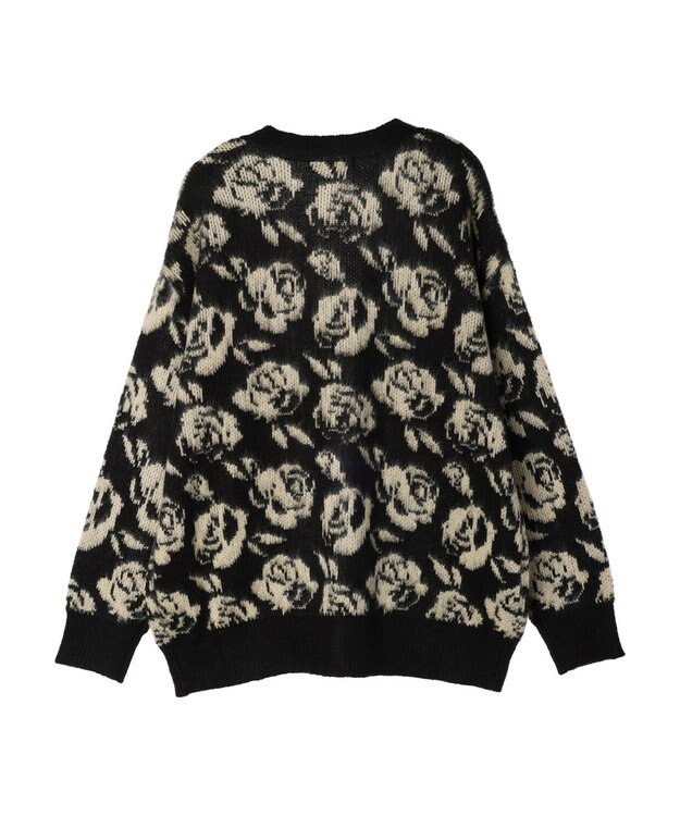 Green Parks ・ＳＵＧＡＲ　ＳＰＯＯＮ　フラワーシャギーカーディガン Black