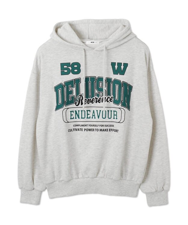 WEGO ロゴビッグプルパーカー ライトグレー