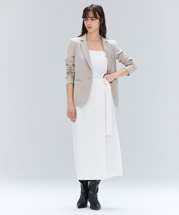 BEIGE， 【セットアップ対応・洗える・BAILA 11月号掲載】ZEPHYR / ウールライクアシンメトリープリーツスカート Ecru