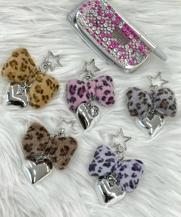 WEGO レオパードリボンキーホルダー ライトブラウン