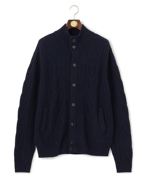 J.PRESS MEN 【Cash Lamb's Wool】ケーブルニット カーディガン ネイビー系