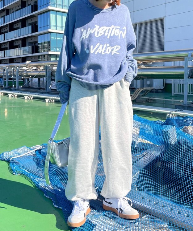 WEGO ヴィンテージウォッシュニットプルオーバー ブルー