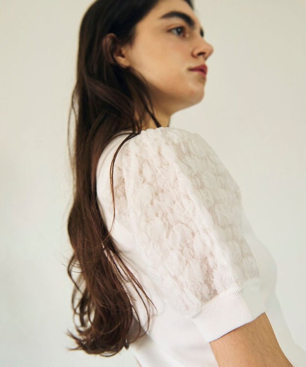 GRACE CONTINENTAL シアーハーフニットトップ ホワイト