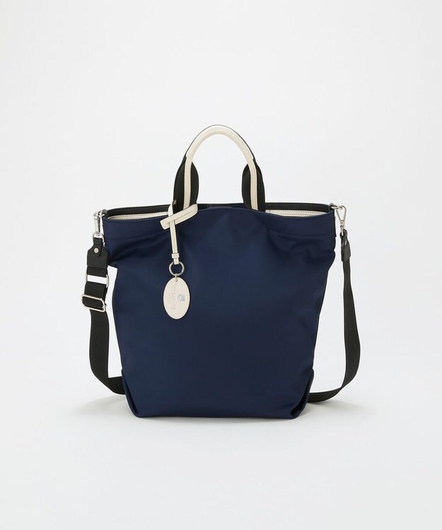 TOPKAPI 【TREASURE TOPKAPI】ストライプハンドル ナイロン 縦型 2way トートバッグ A4対応 ネイビー