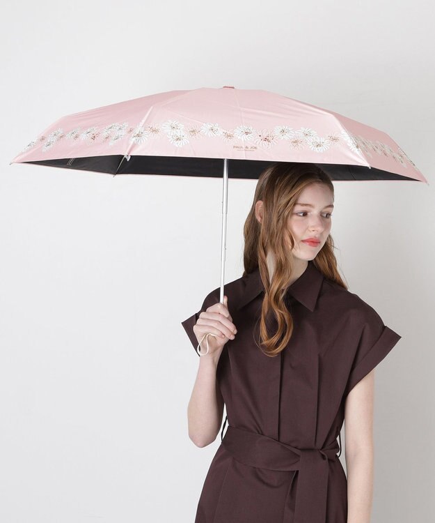 MOONBAT 【WEB限定/一級遮光99.99%】晴雨兼用折りたたみ日傘 ポール&ジョー(PAUL & JOE ACCESSOIRES)クリザンテーム/バイカラー 雨の日OK 遮熱 簡単開閉 UV 晴雨兼用 ピーチ