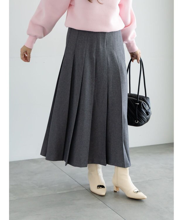 Te chichi チェックアソートロングプリーツスカート グレー