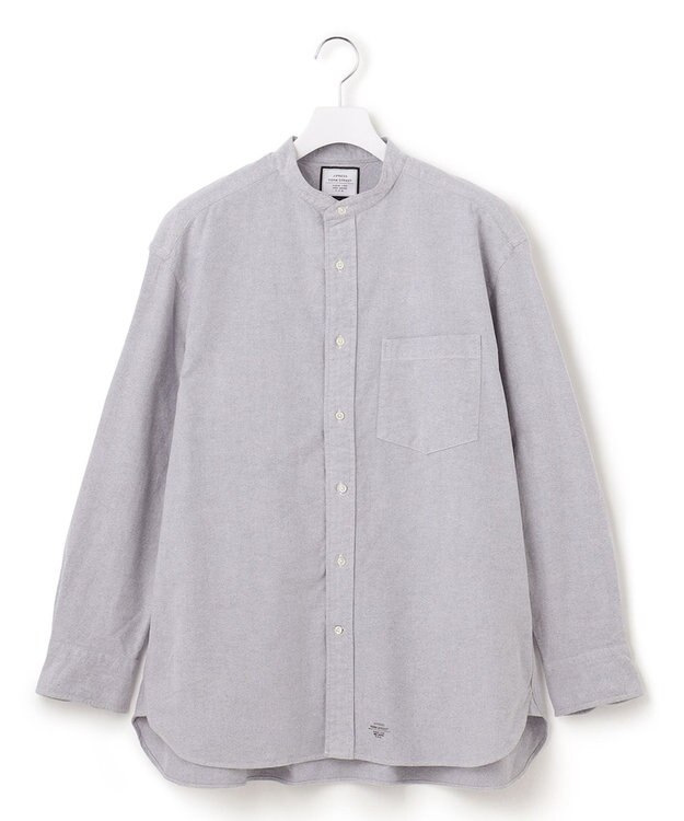 J.PRESS YORK STREET 【UNISEX】オックス起毛 バンドカラーシャツ ライトグレー系