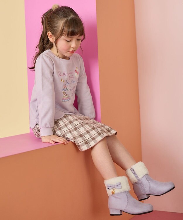 ANY KIDS しあわせタッチ ニット スカート モカチェック