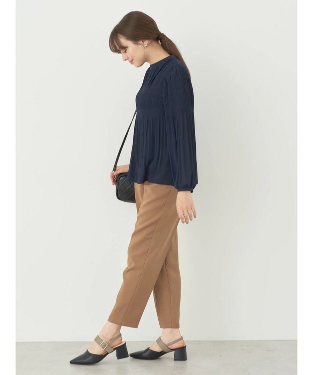 earth music&ecology マジョリカプリーツブラウス Navy