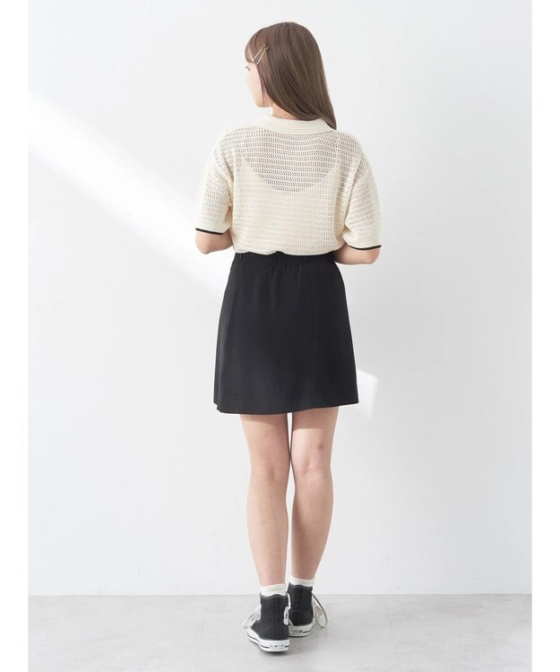 earth music&ecology ラインポロニットプルオーバー Ivory