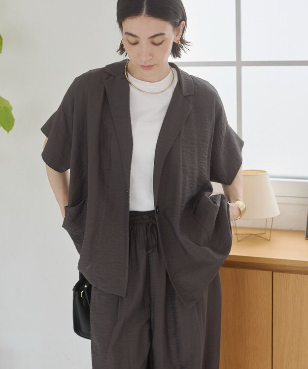 WEGO 【ANGIE VINTAGE】接触冷感半袖ジャケット ブラック中濃色