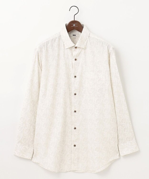 JOSEPH ABBOUD 【キングサイズ・ソフトな着心地】ペイズリー柄 コーデュロイシャツ ホワイト系6