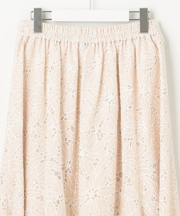 Feroux フラワーオパールレース スカート ベージュ系