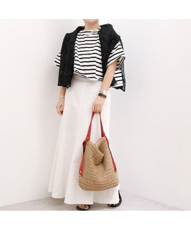 UNBILLION カシュカシュ cachecache / 下がりグログラン地柄編みトート カゴバッグ レッド