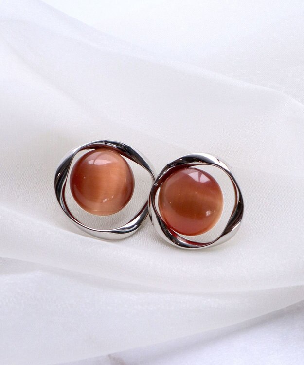 Tiaclasse スフィアーアクリル＋サークルピアス シルバー×オレンジ