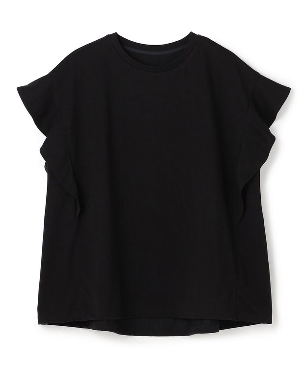 UNFILO プレーティング フレアスリーブ Tシャツ ブラック
