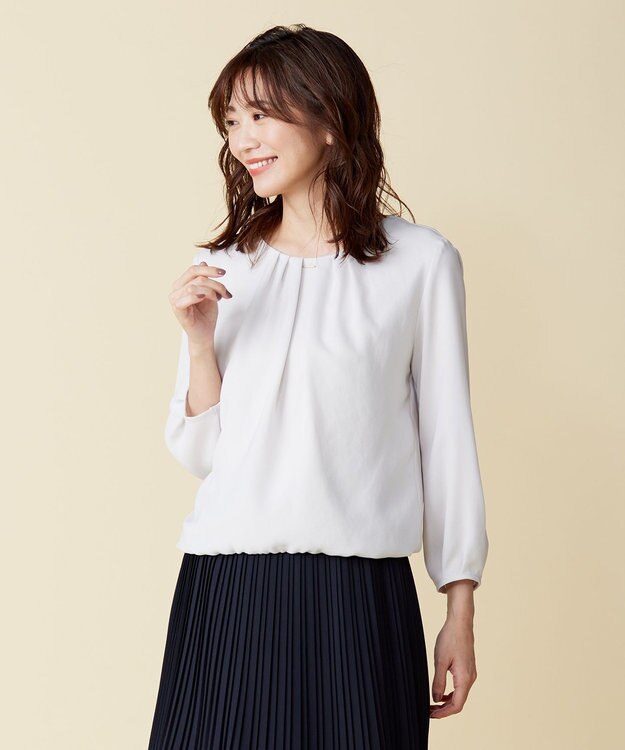 J.PRESS LADIES S ポリエステルツイル タックネック カットソー ライトグレー系