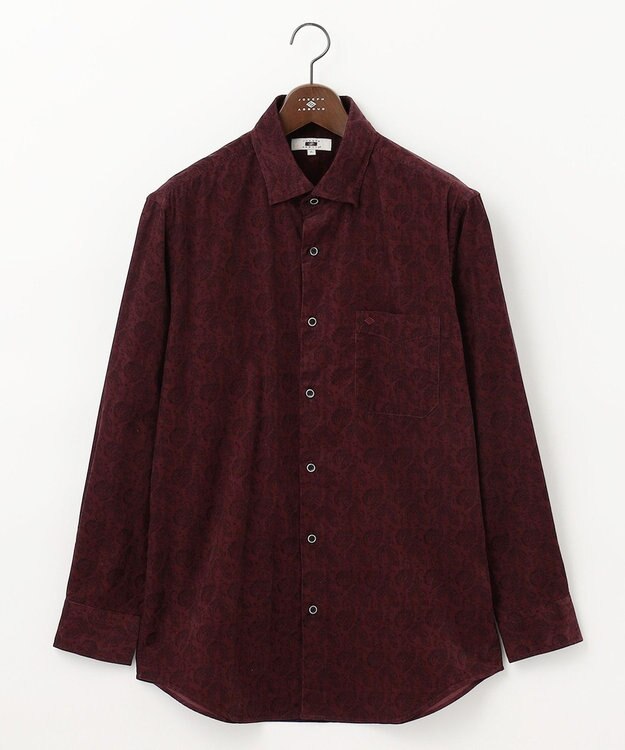 JOSEPH ABBOUD 【キングサイズ・ソフトな着心地】ペイズリー柄 コーデュロイシャツ ワイン系6